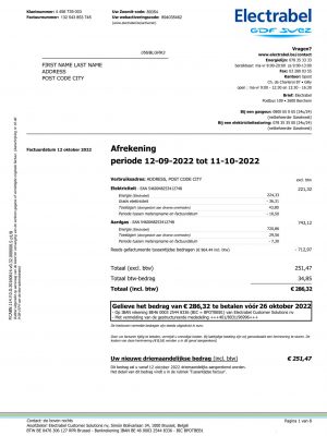 Belgium utility bill