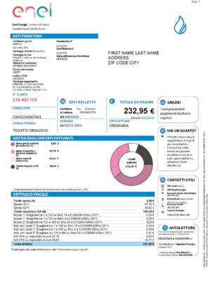 Italy {State} Enel A4 utility template – download and edit easily