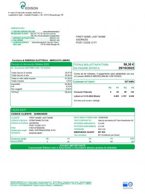 Italy utility bill