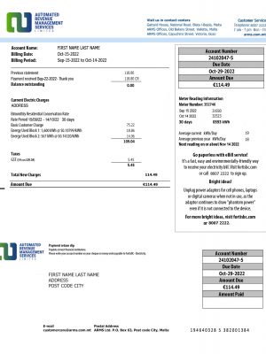 Malta utility bill