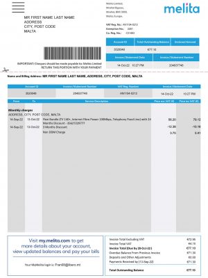 Malta utility bill