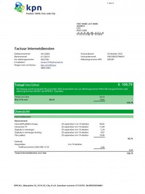 Netherlands utility bill