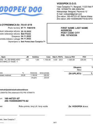 Serbia utility bill