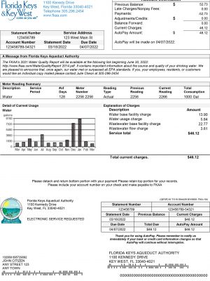 Florida utility bill template